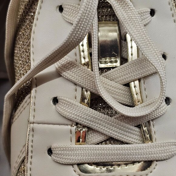 Michael Kors Womens Muse Glitter Gold Mesh Trainer Sneakers 10M - Picture 9 of 14